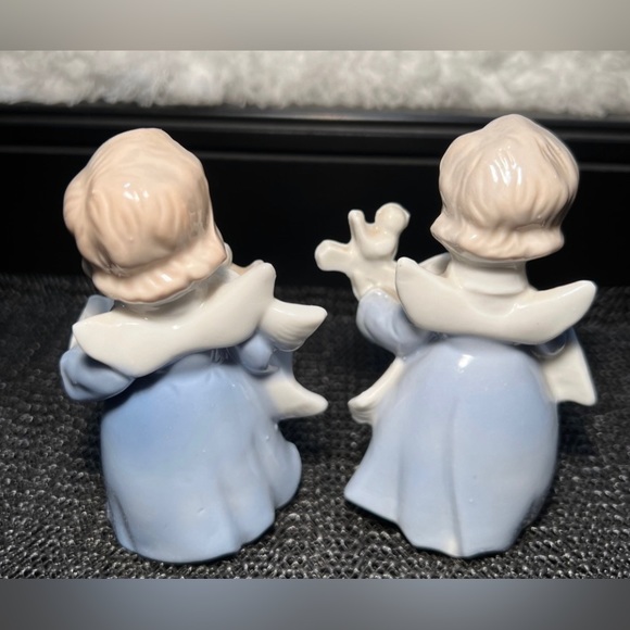 Set (2) Vintage Sanmyro Japan Porcelain Songbird Angels Mandolin Concertina 3.5” - Picture 3 of 12